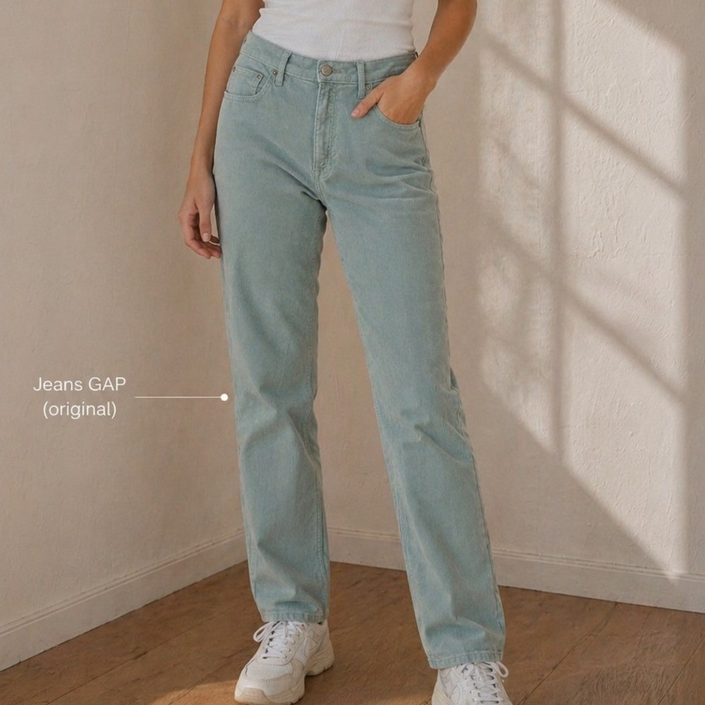 Gap Cigarette Corduroy Pants Womens 10 High Rise Light Green Blue Slim Straight